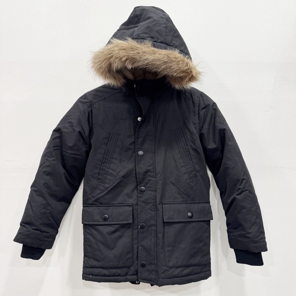 Old Navy Kids Water Resistant Faur Fur Trim Hooded Expedition Parka Black Medium